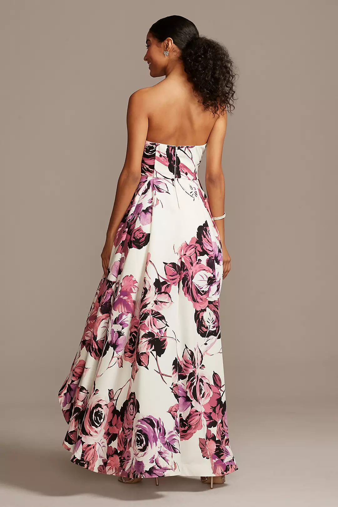 Strapless Floral High-Low Ball Gown Image 2