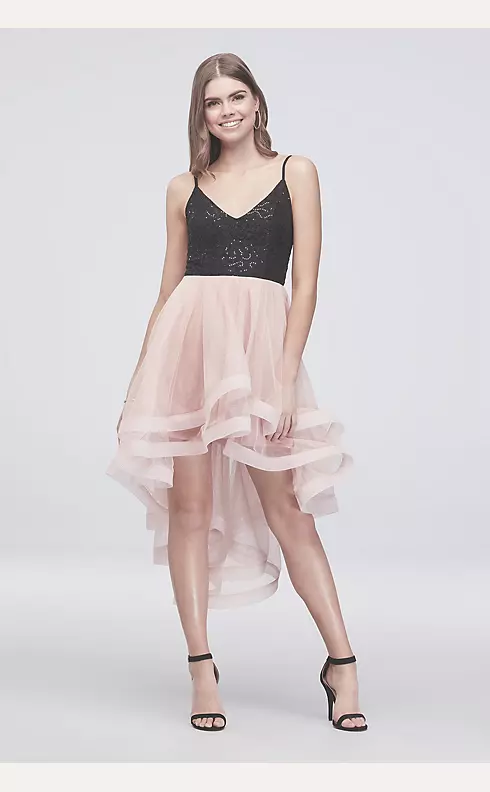 Sequin and Tulle Short Dress with Horsehair Trim Image 1
