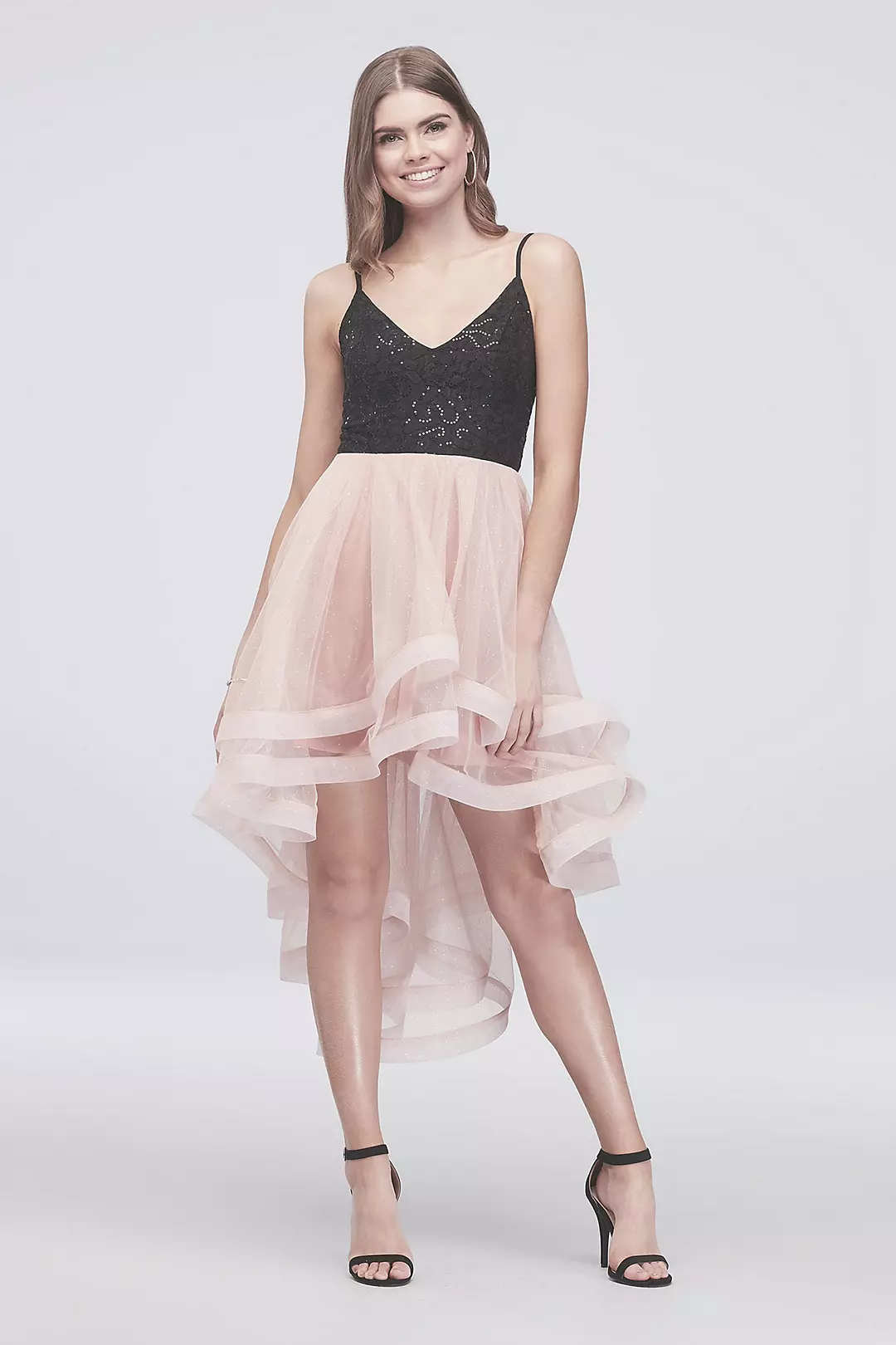 Sequin and Tulle Short Dress with Horsehair Trim Image