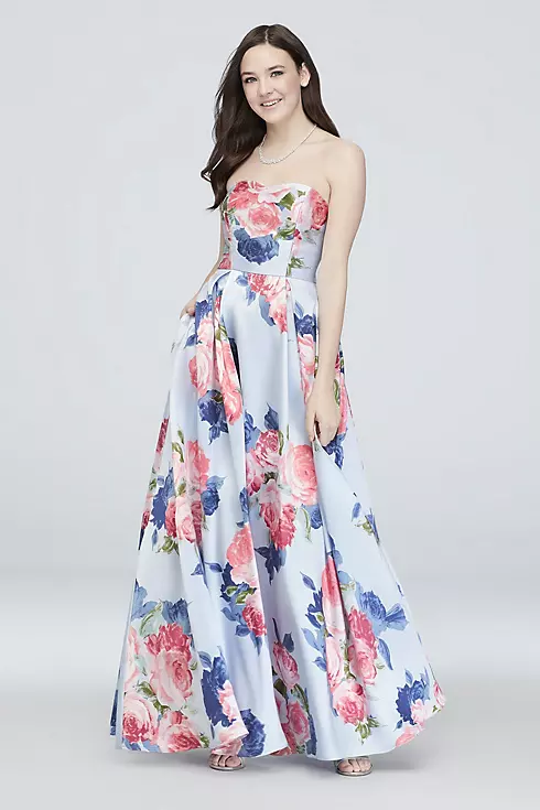 Floral Sweetheart Strapless Ball Gown with Pockets Image 1