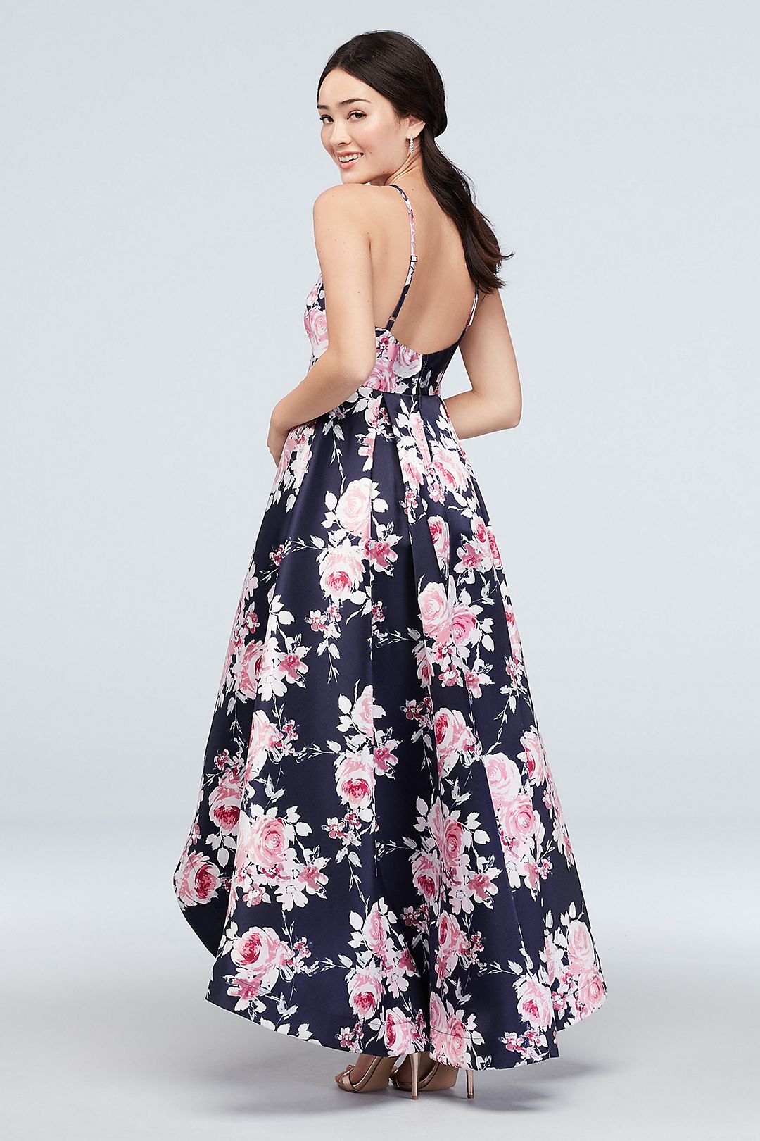 High-Low Floral Mikado Ball Gown with Pockets Image 2