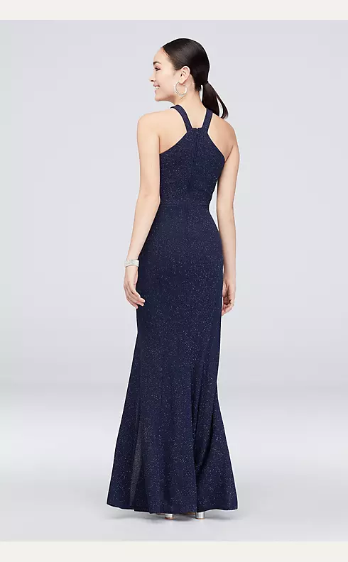 High-Neck Knit Mermaid Gown with Skirt Slit Image 2