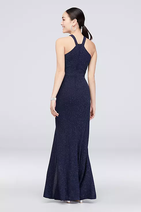 High-Neck Knit Mermaid Gown with Skirt Slit Image 2