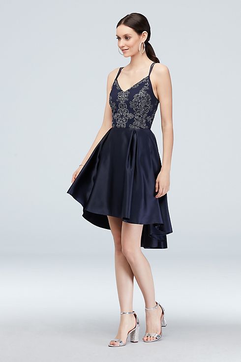 Caviar Beaded High-Low Short Dress with Pockets Image