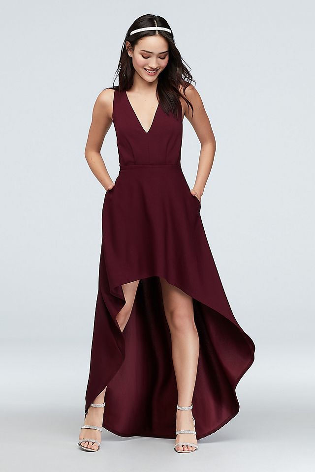 Deep-V High-Low Dress with Embellished Sides Image 1