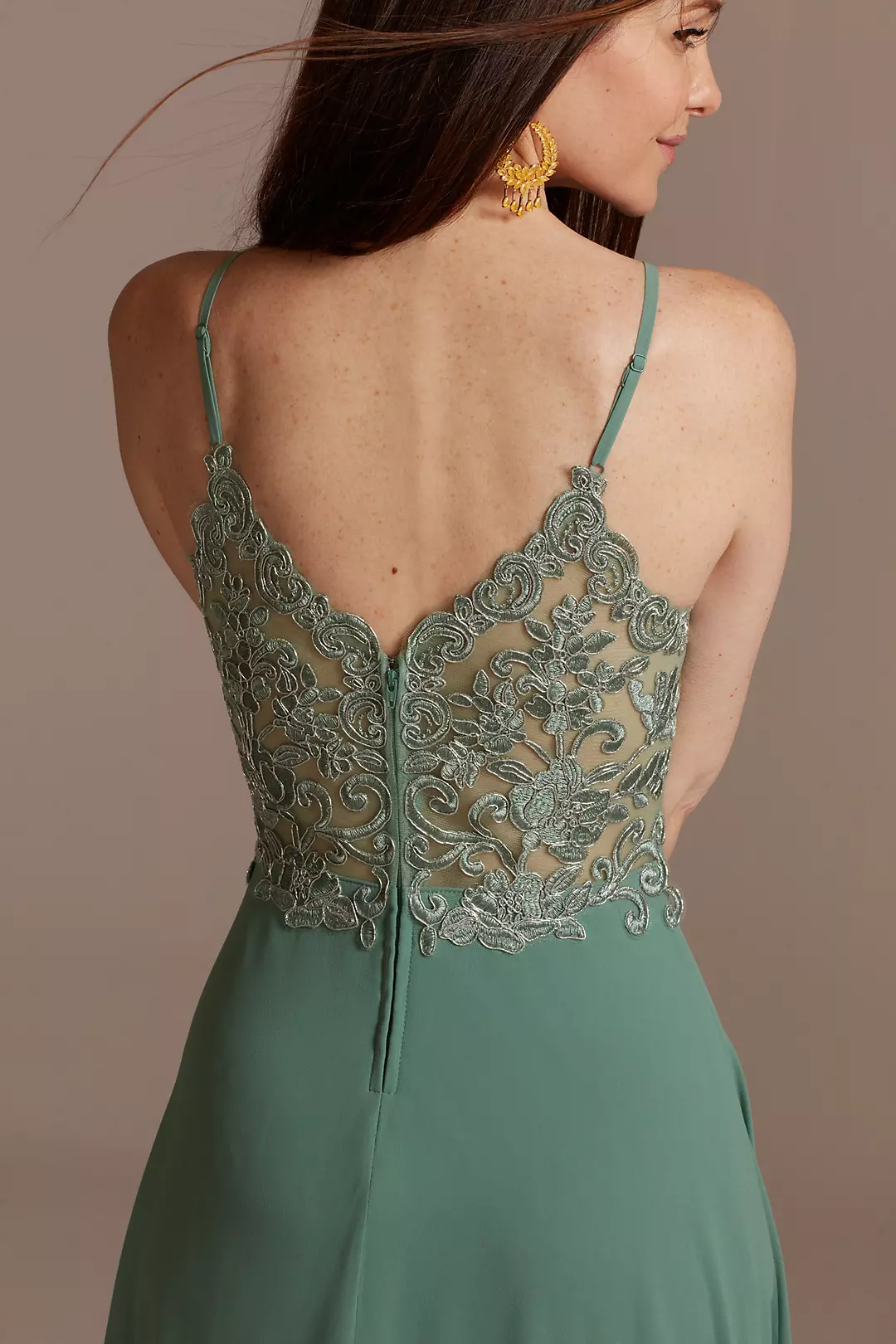Corded Lace Back Dress with Chiffon Overlay Image 3
