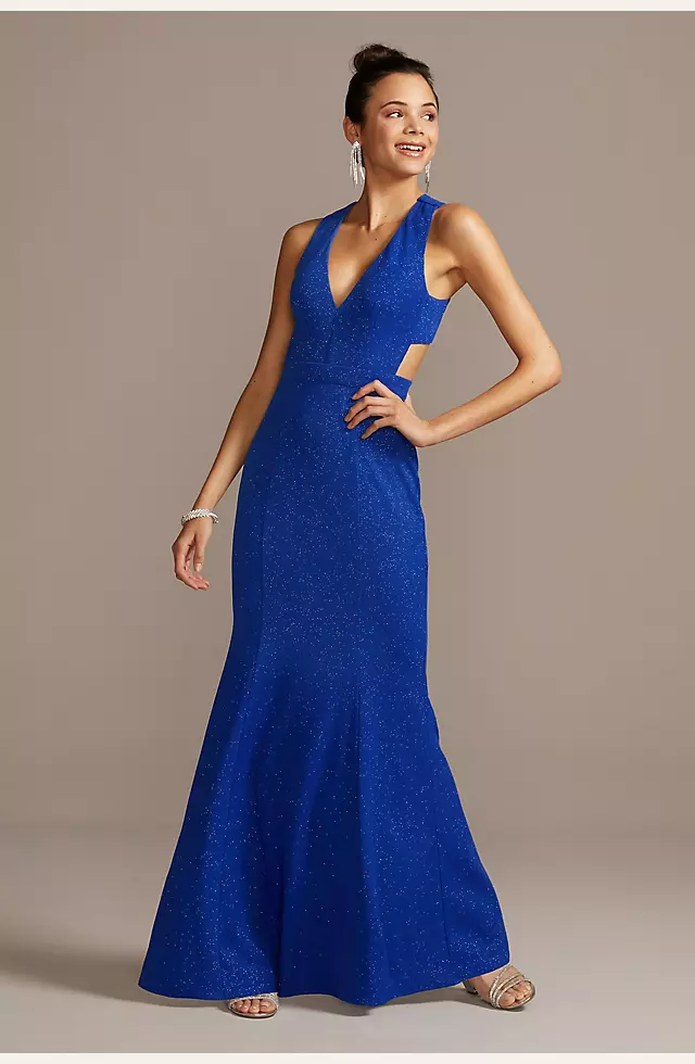 Davids Bridal City Triangles Navy Blue Jeweled Waist Dress Women's Siz -  beyond exchange