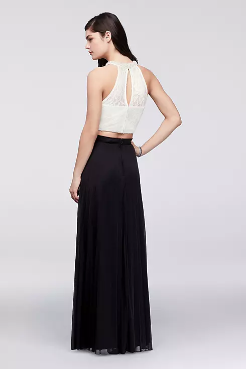 Lace Crop Top and Pleated Skirt Two-Piece Dress Image 2