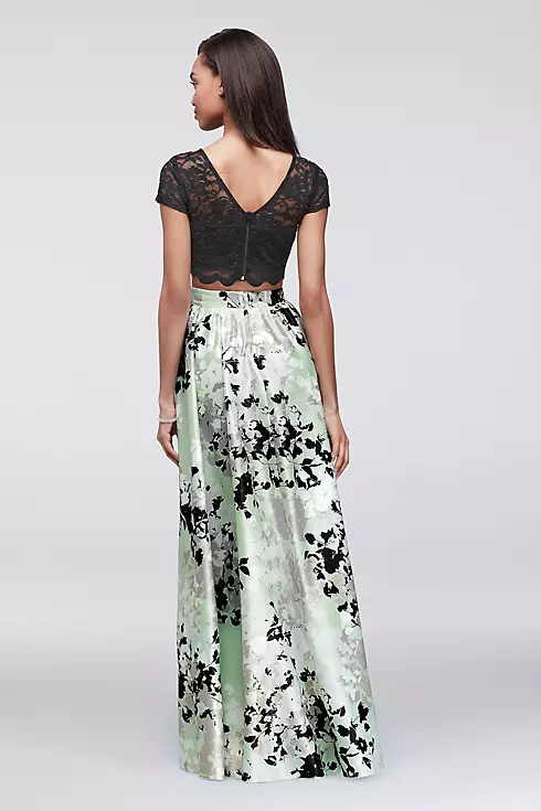 Cap-Sleeve Top and Printed Skirt Two-Piece Dress  Image 2