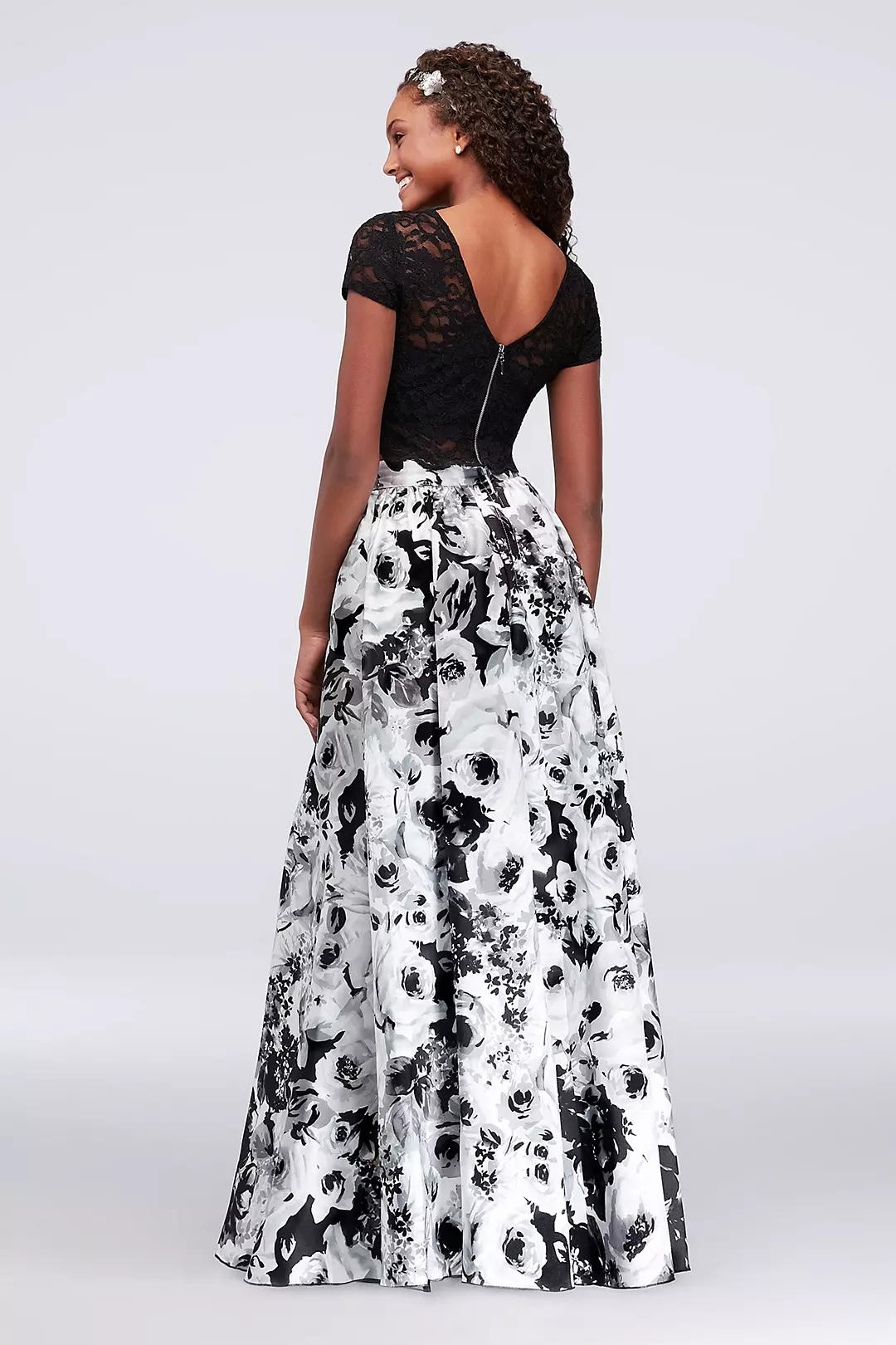 Lace and Printed Mikado Two-Piece Ball Gown Image 2