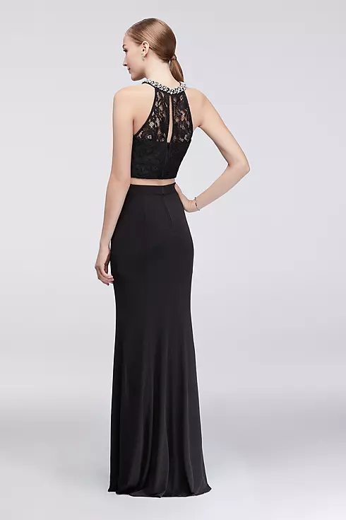 Two-Piece Lace Dress with Crystal Neckline Image 2