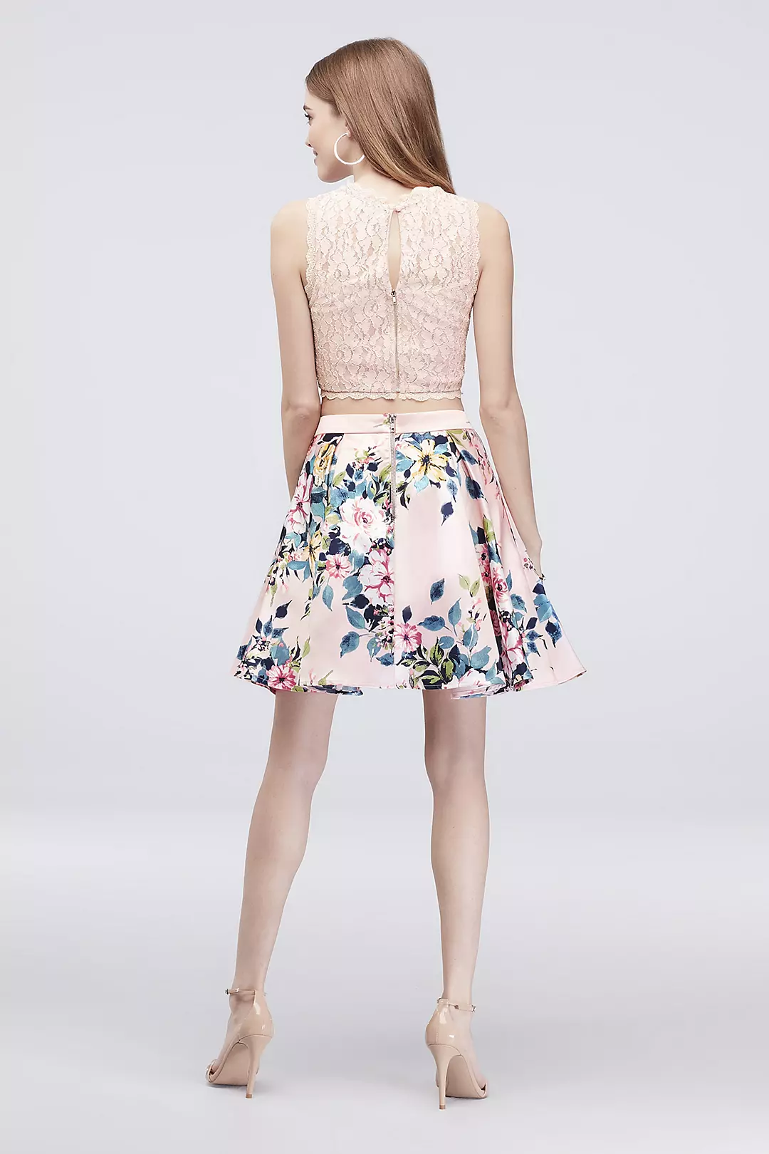 Glitter Lace Pleated Two-Piece Short Dress Image 2
