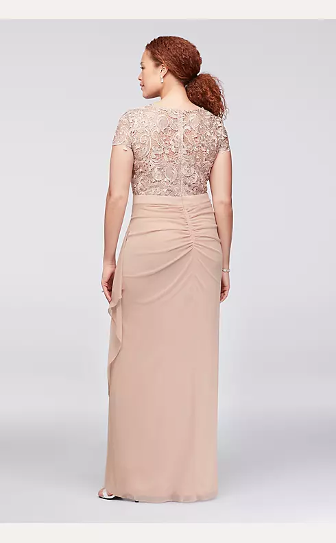 Lace and Ruched Mesh Dress with Beaded Waist Image 2