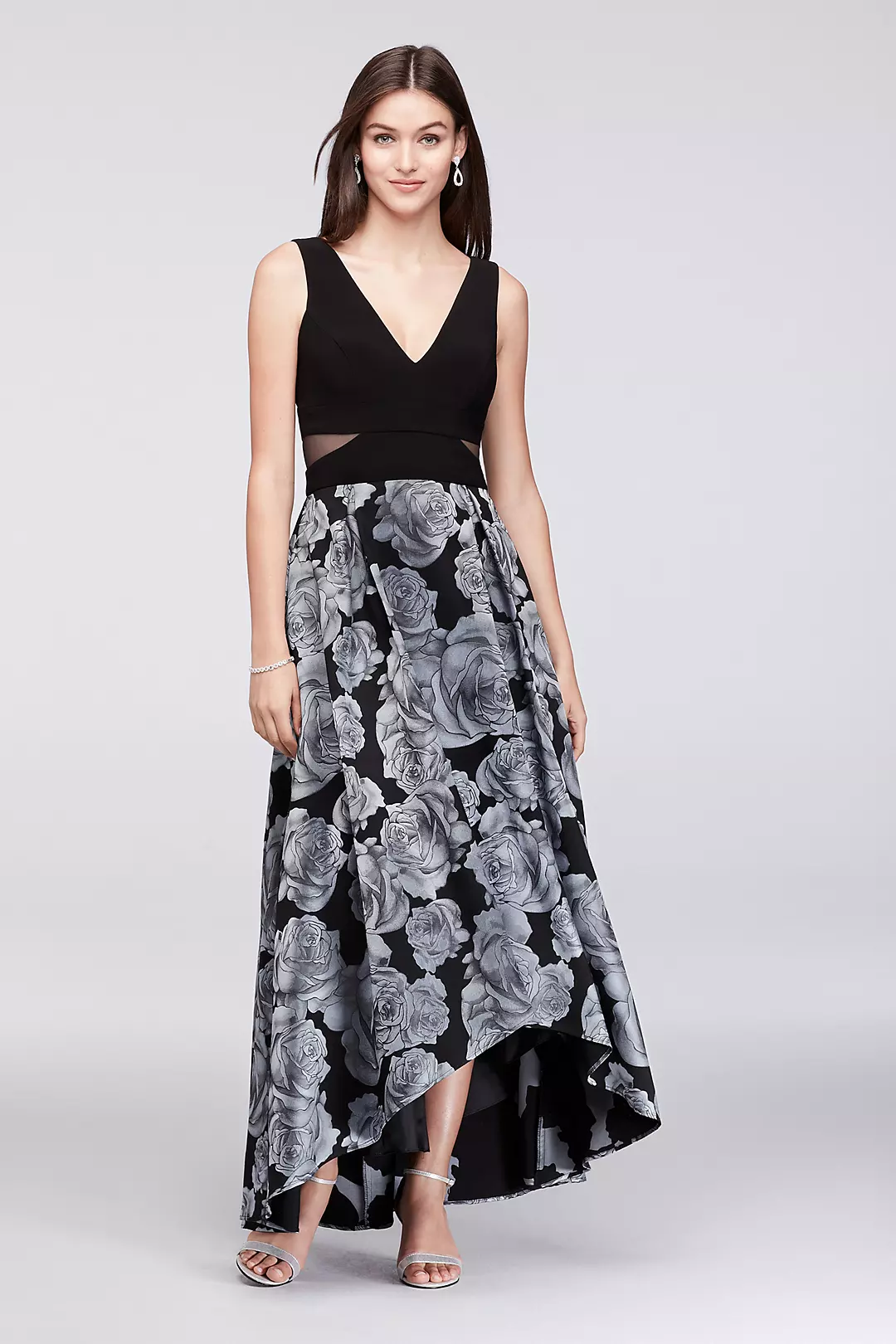 V-Neck High-Low Jacquard Ball Gown Image