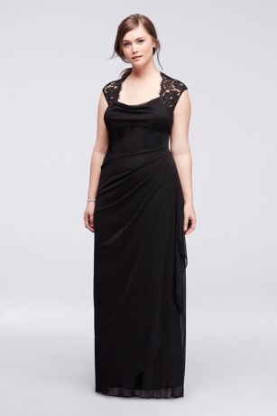 Cap Sleeve Jersey Plus Size Dress with Lace Detail | David's Bridal