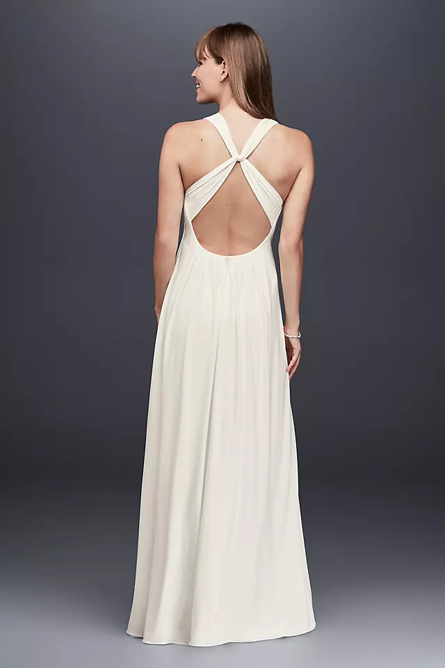 Long Jersey Gown with Beaded Knot Detail Image 2