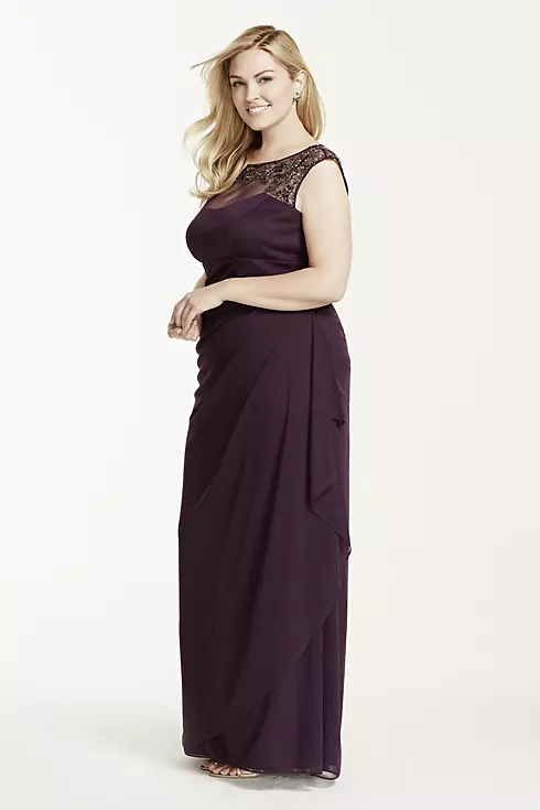 Cap Sleeve Long Jersey Dress with Beaded Neckline Image 4