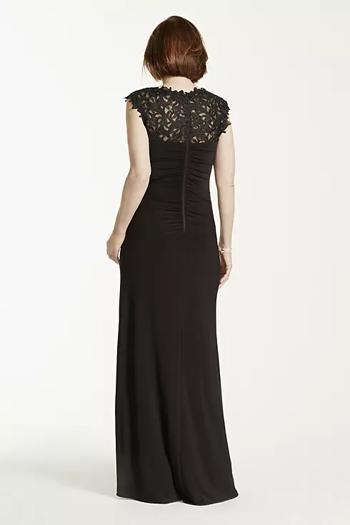 Cap Sleeve Jersey Dress with Lace Illusion Bodice Image 2