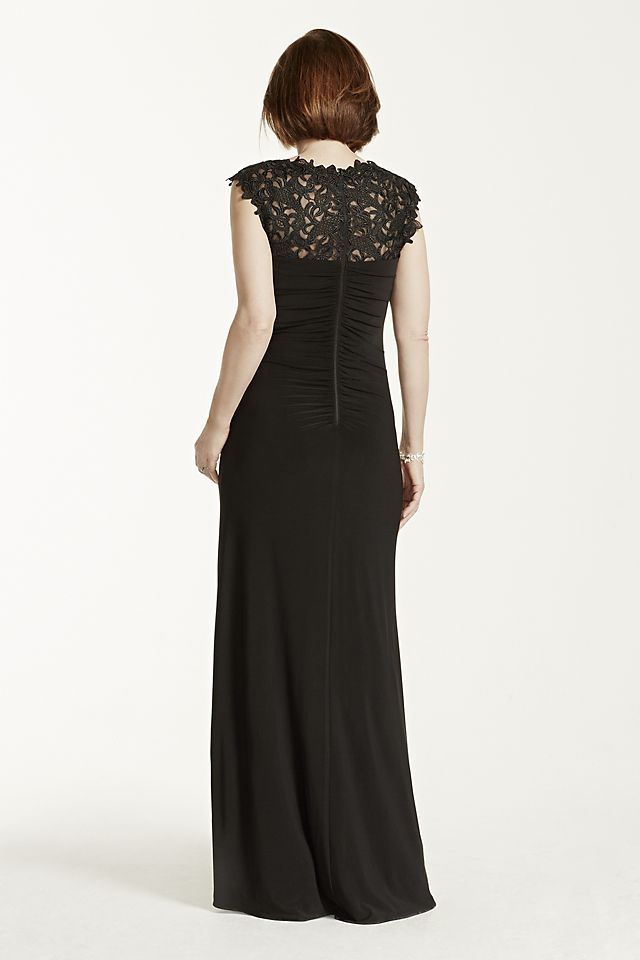 Cap Sleeve Jersey Dress with Lace Illusion Bodice Image 5