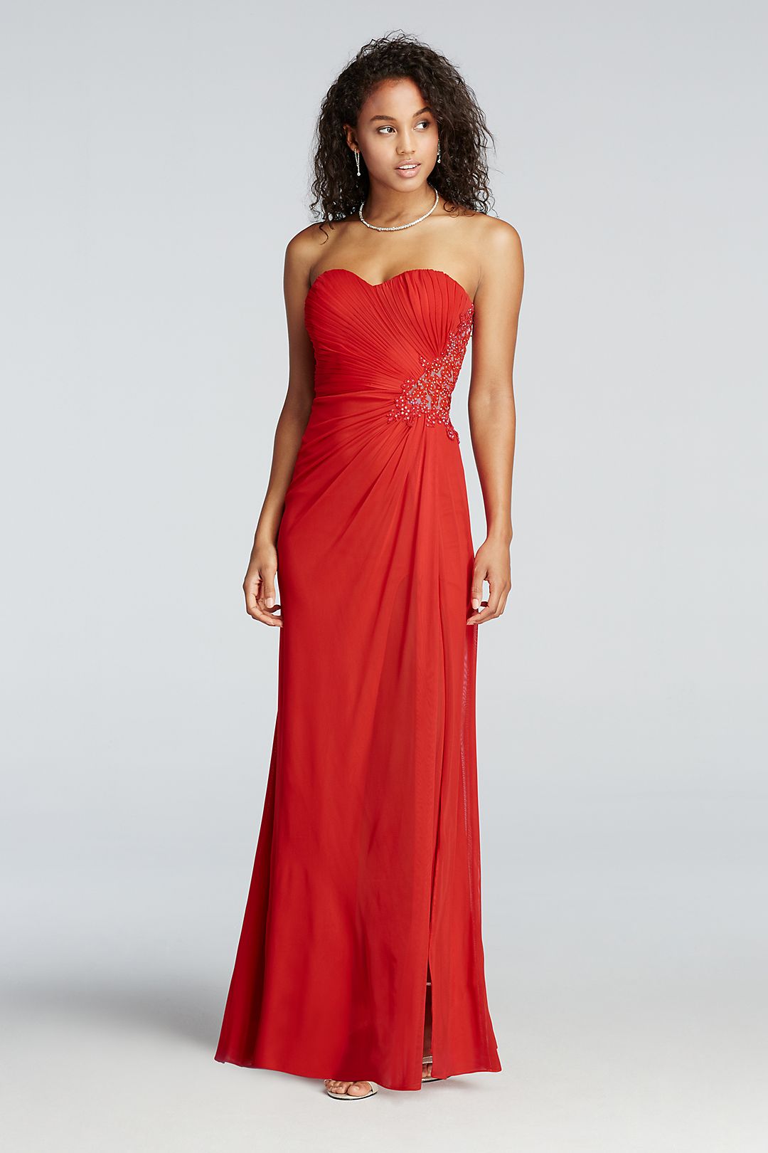 Strapless Beaded Cut Out Back Prom Dress Image 4