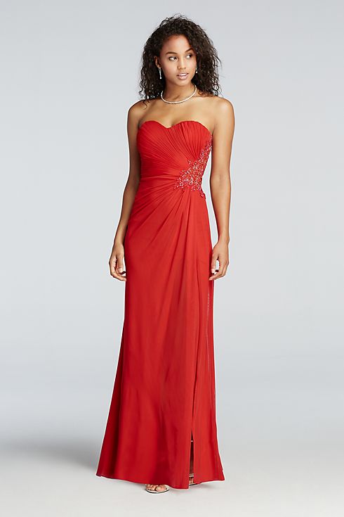 Strapless Beaded Cut Out Back Prom Dress Image