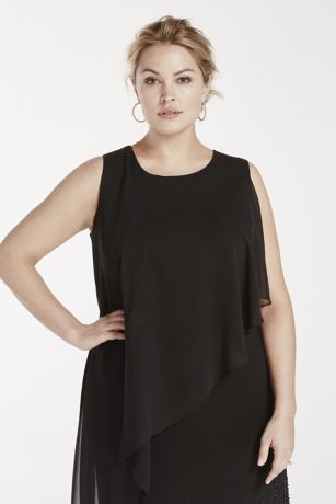 Asymmetrical Overlay Dress with Caviar Beading David's Bridal