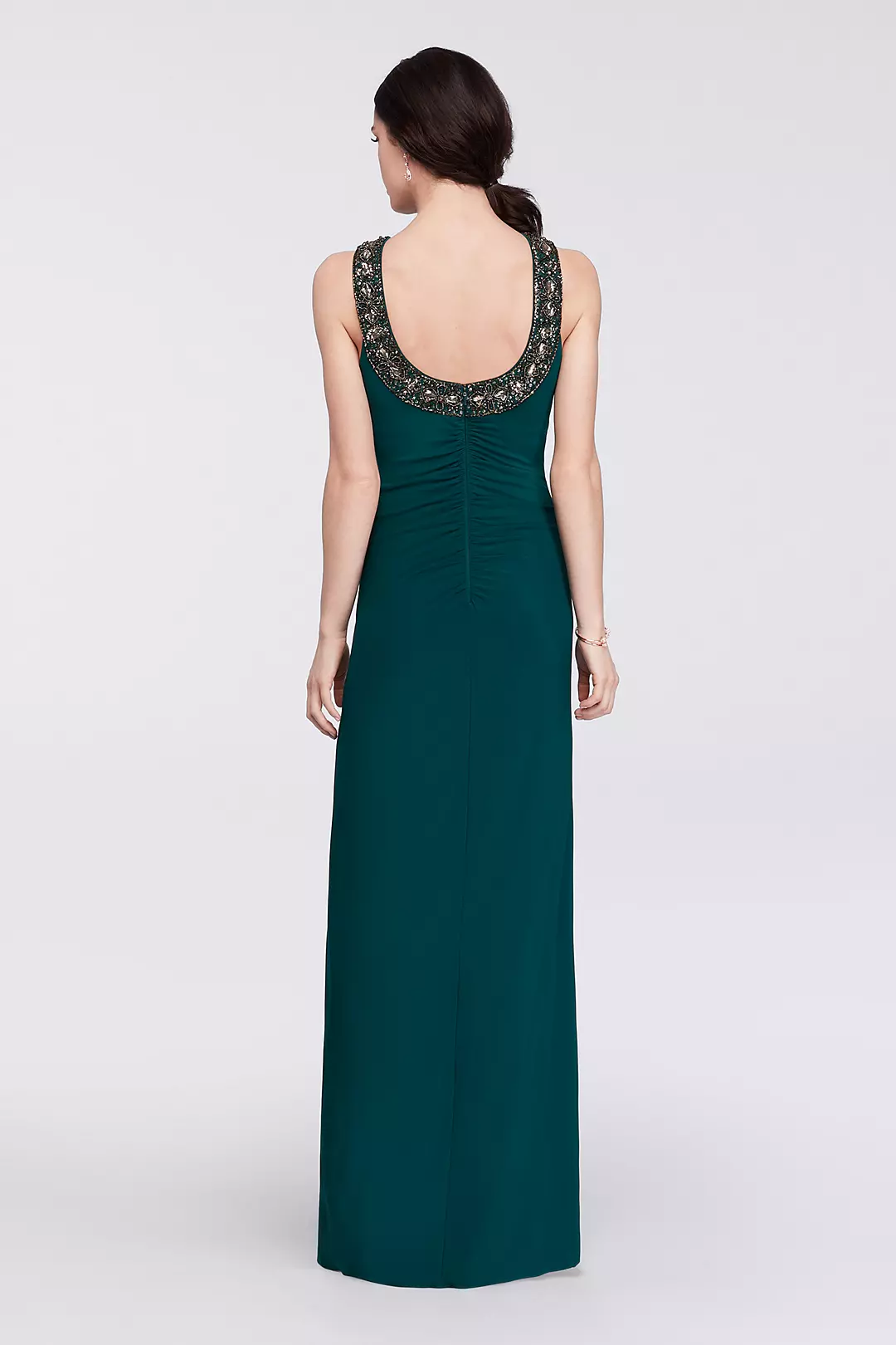Long Halter Dress with Beaded Neckline Image 2