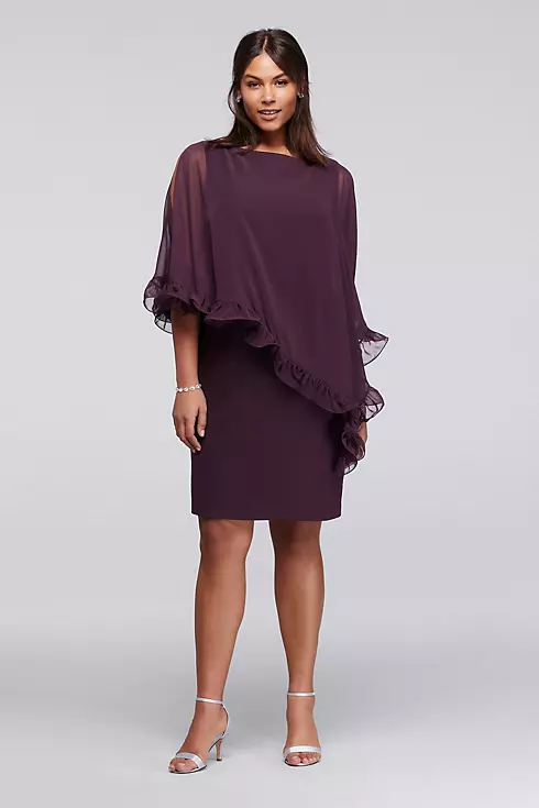 Knee Length Dress with Ruffled Capelet Image 1