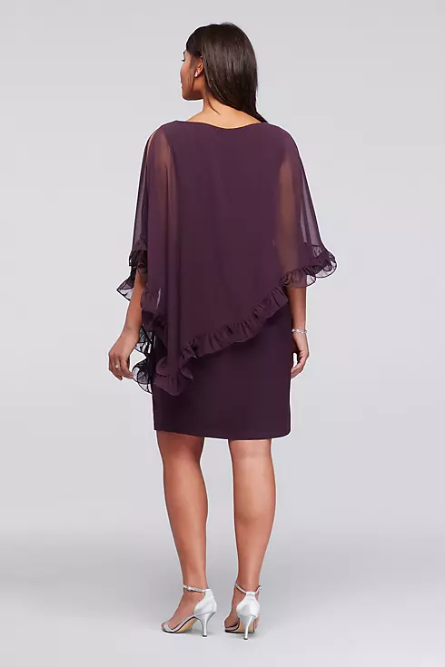 Knee Length Dress with Ruffled Capelet Image 2
