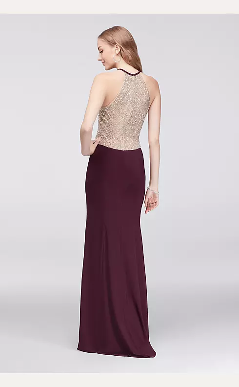 Illusion Cutaway Jersey Gown with Caviar Beading  Image 2