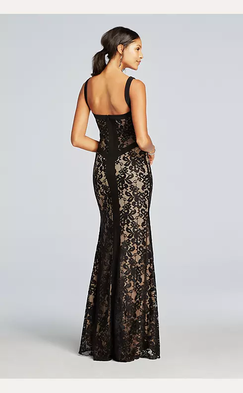 Long Sleeveless All Over Illusion Lace Dress   Image 2