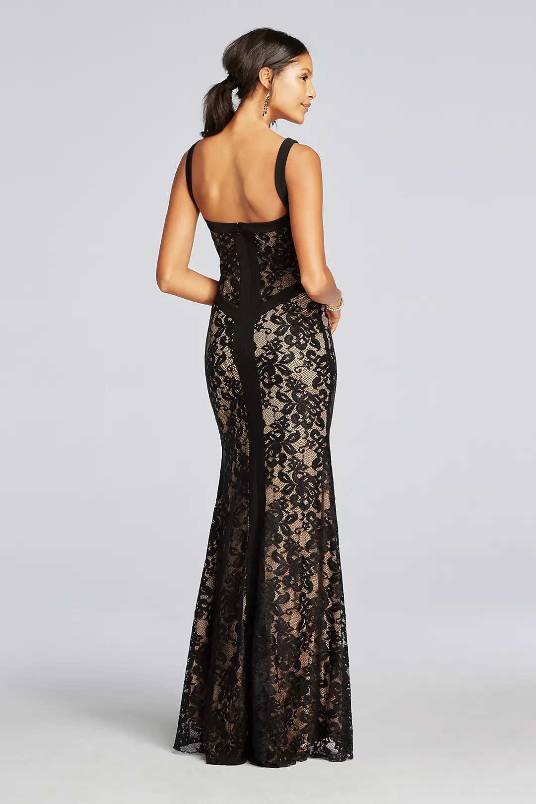 Long Sleeveless All Over Illusion Lace Dress   Image 2