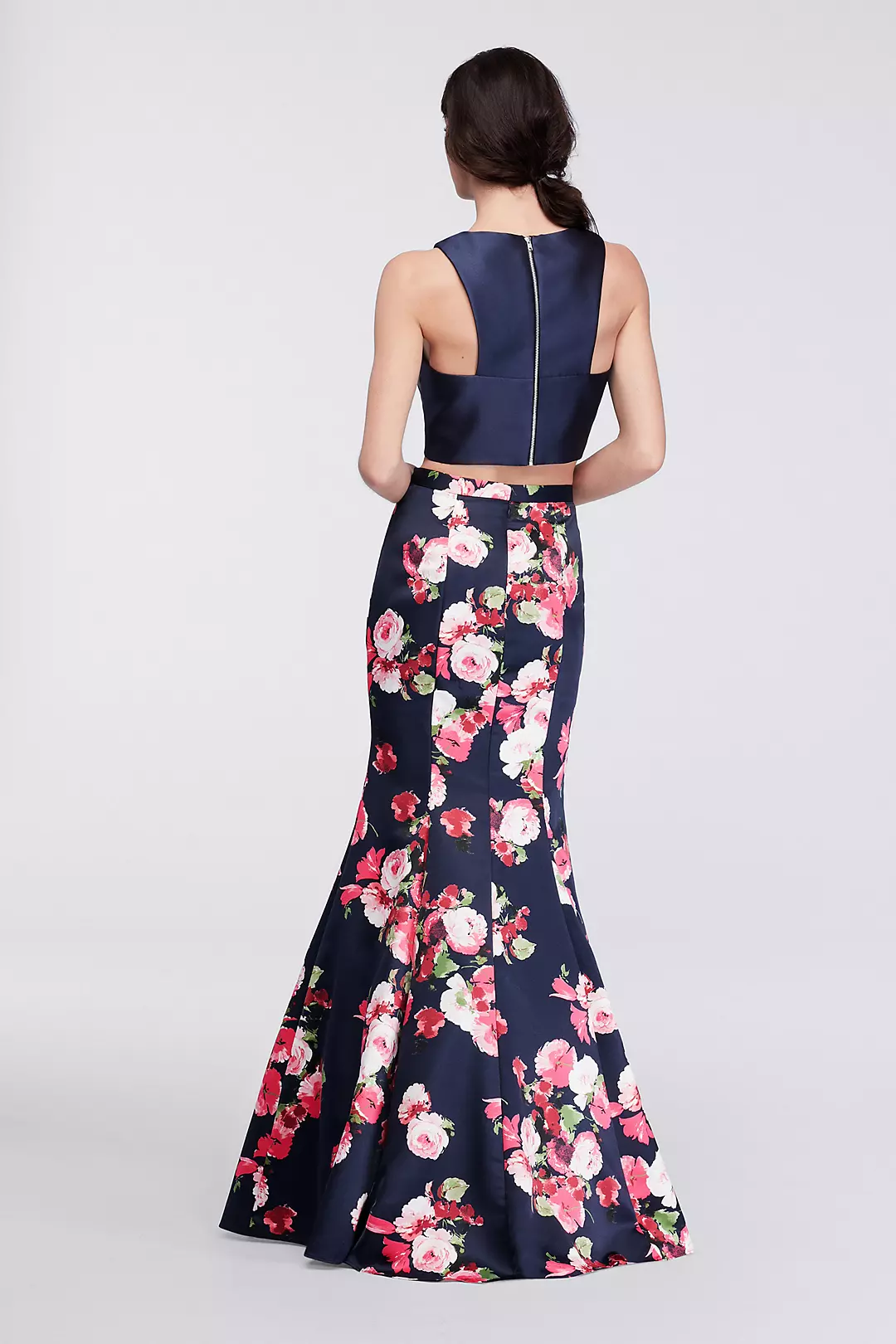Two-Piece Mermaid Gown with Floral Satin Skirt Image 2