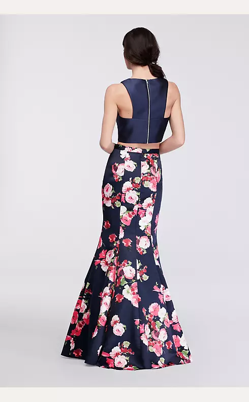 Two-Piece Mermaid Gown with Floral Satin Skirt Image 2
