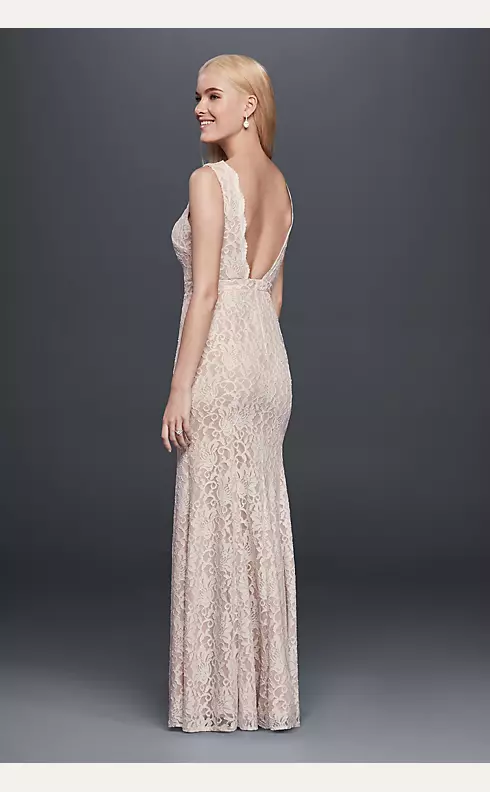 Lace Sheath Wedding Dress with Plunging V-Neckline Image 2