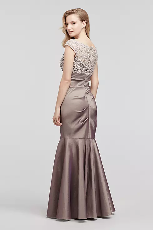 Cap Sleeve Taffeta Dress with Glitter Lace Bodice Image 2