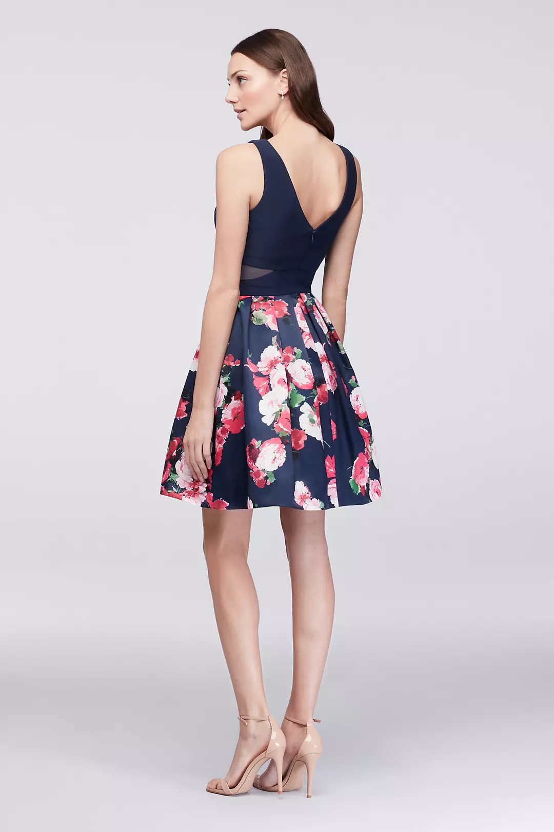 Floral Taffeta Cocktail Dress with Side Cutouts Image 2