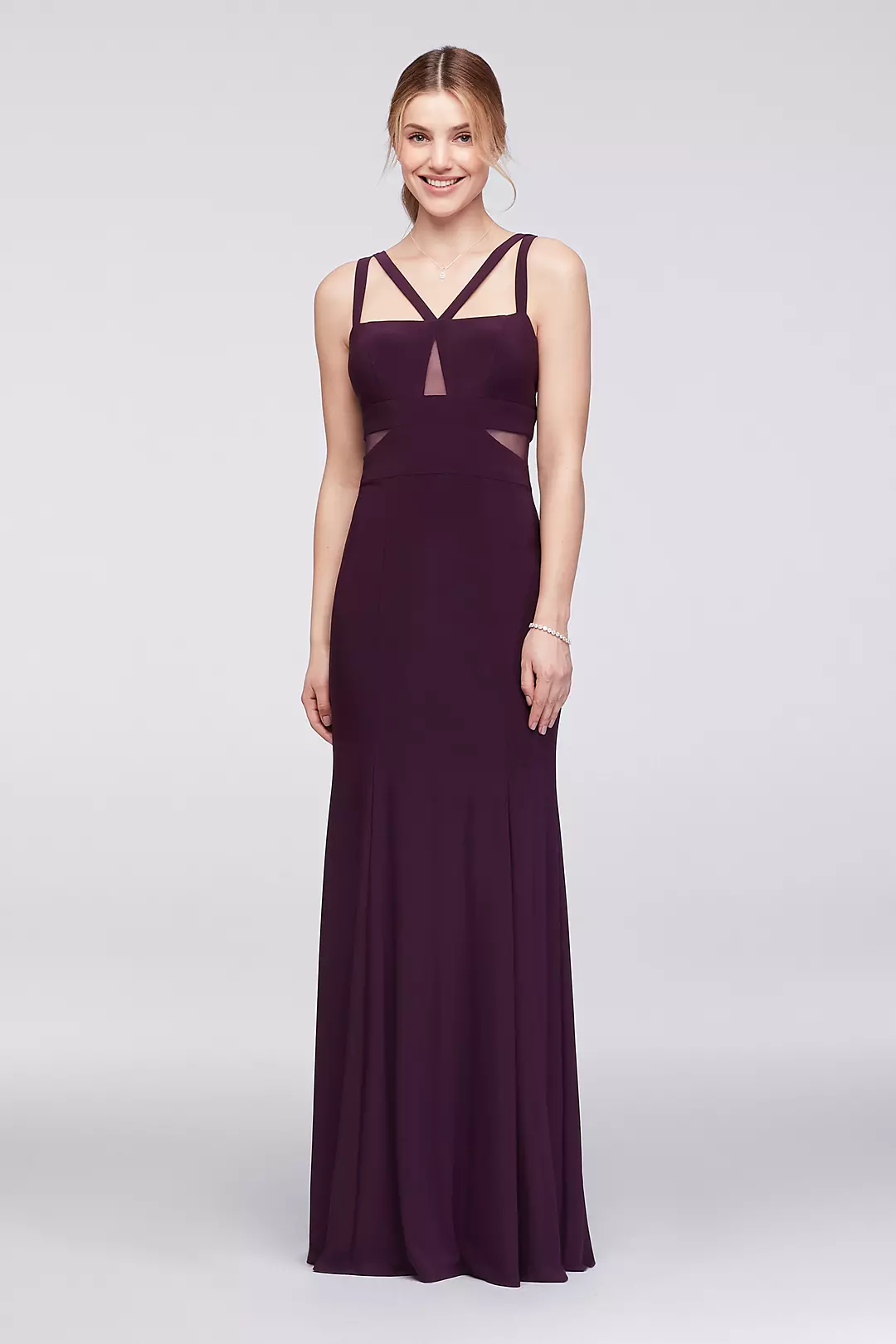 Strappy Matte Jersey Gown with Illusion Cutouts Image