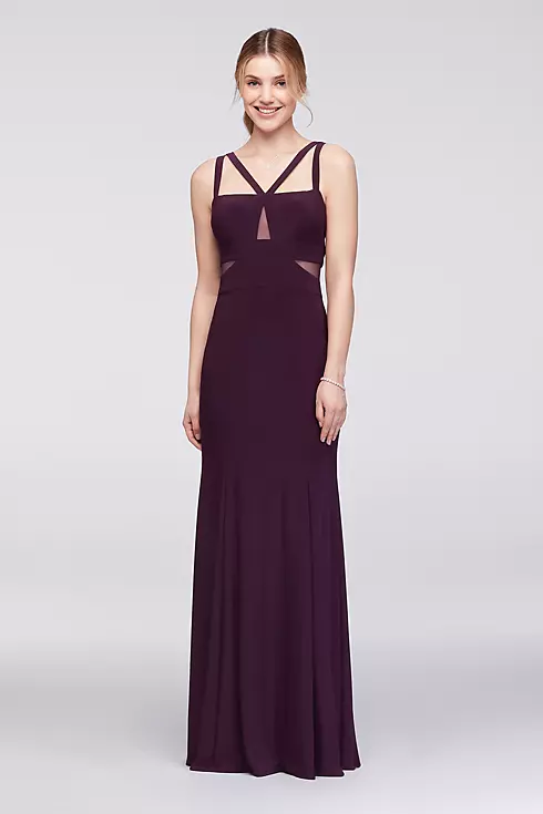 Strappy Matte Jersey Gown with Illusion Cutouts Image 1
