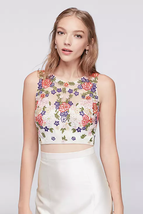 Floral Crop Top and Mermaid Skirt Two-Piece Dress Image 3