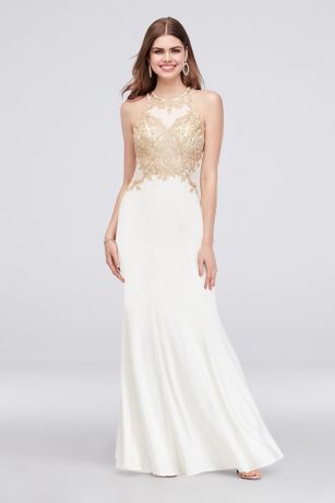 xscape embroidered mermaid gown