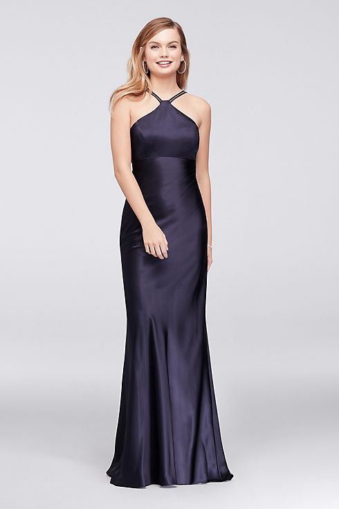 Charmeuse Halter Sheath Gown with Lace-Up Back Image 4
