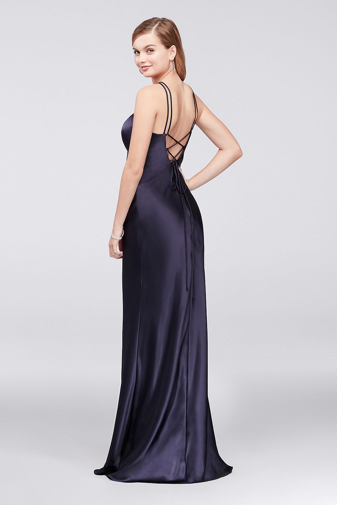 Charmeuse Halter Sheath Gown with Lace-Up Back Image 4