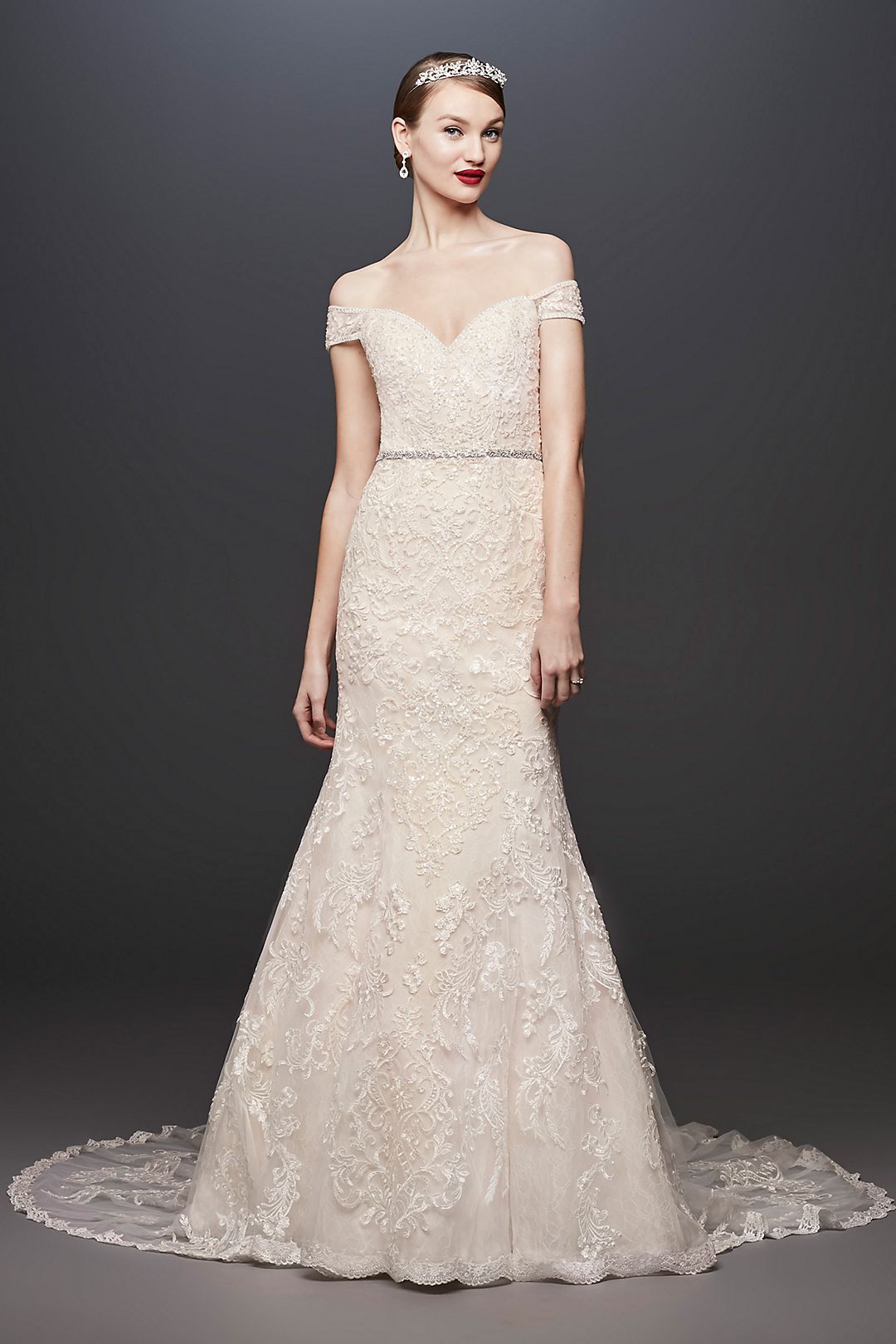 As-Is Beaded Lace Off-the-Shoulder Wedding Dress Image 1