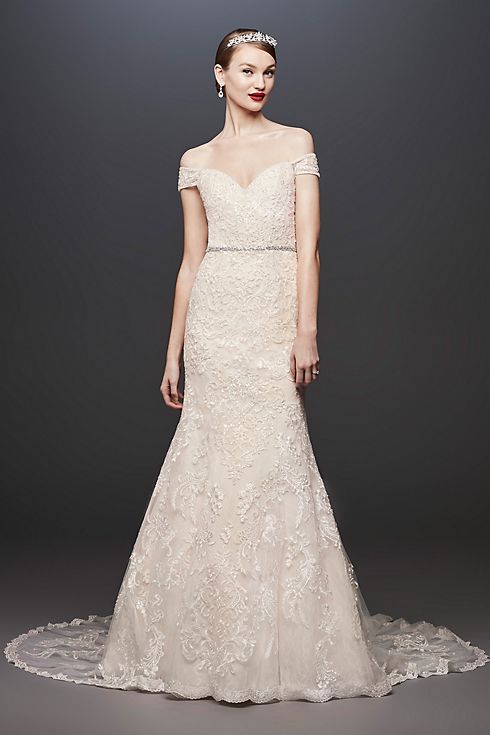 As-Is Beaded Lace Off-the-Shoulder Wedding Dress Image