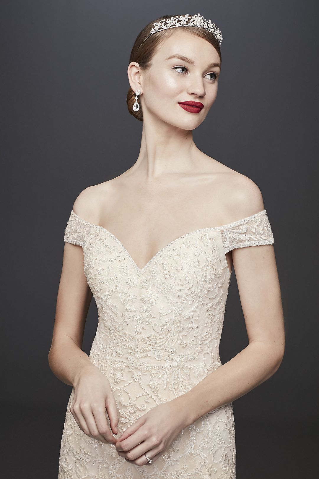 As-Is Beaded Lace Off-the-Shoulder Wedding Dress Image 3