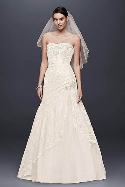 A-line Side Split Wedding Dress with All Over Lace 7YP3344