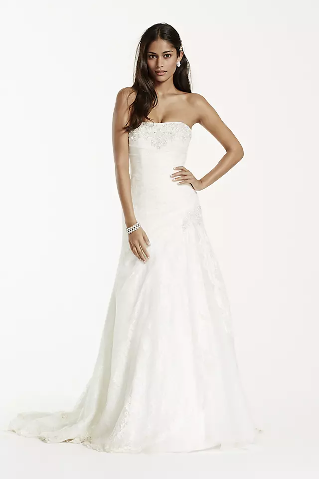 Strapless Lace A-line Gown with Side Split Image