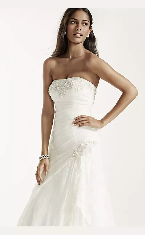 Strapless Lace A-line Gown with Side Split Image 5