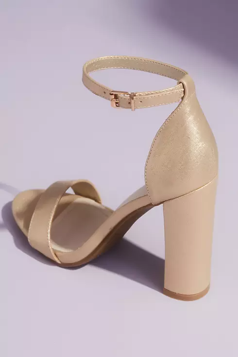 Metallic Block Heel Sandals with Ankle Strap Image 2